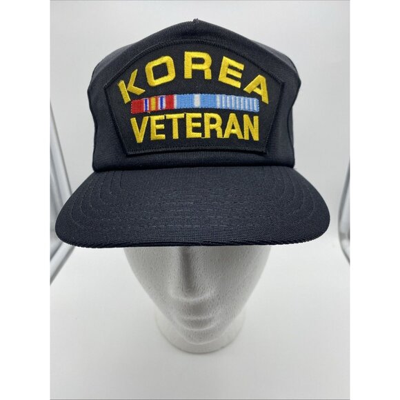 Korea Veteran Black Baseball Cap Hat Snap-back OSFM Vet Military Service - Picture 2 of 13